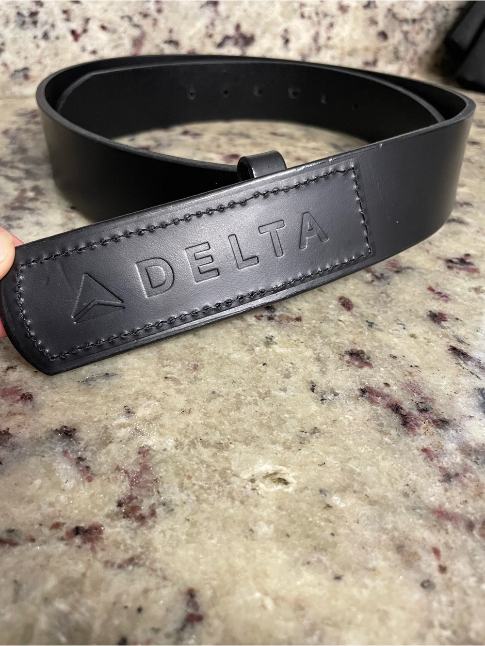 Delta Embossed mechanics Black Leather Belt No scratch size 38 men’s career
